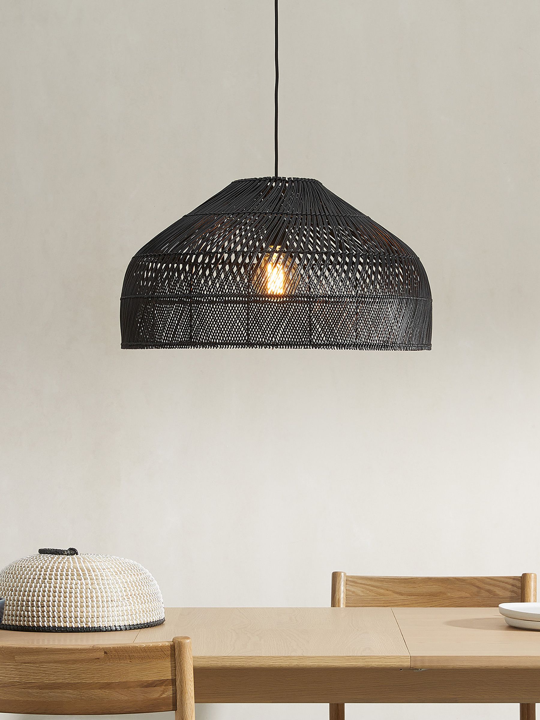 Java Large Lamp Shade in Black Rattan
