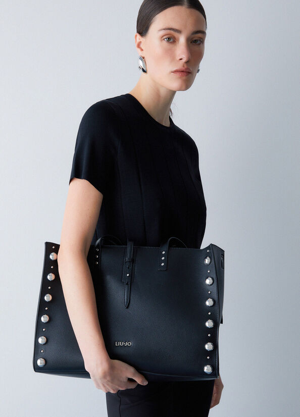 Tote bag grande con borchie