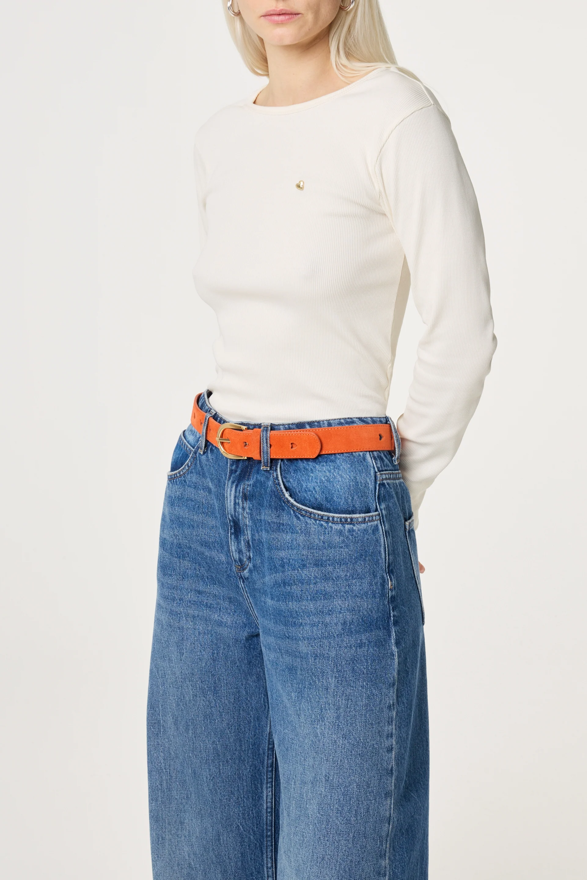 Cut it Out Heart Belt Suede | Tangerine Tango