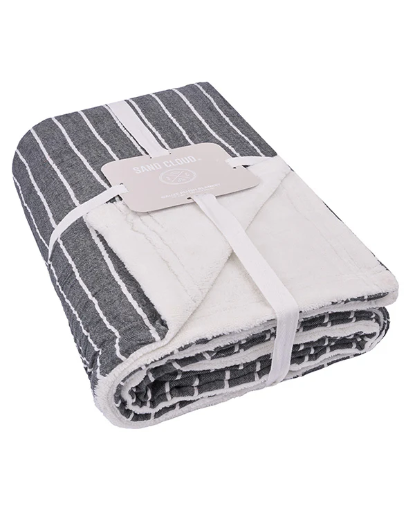 Dreamy Stripe Plush Blanket - Black