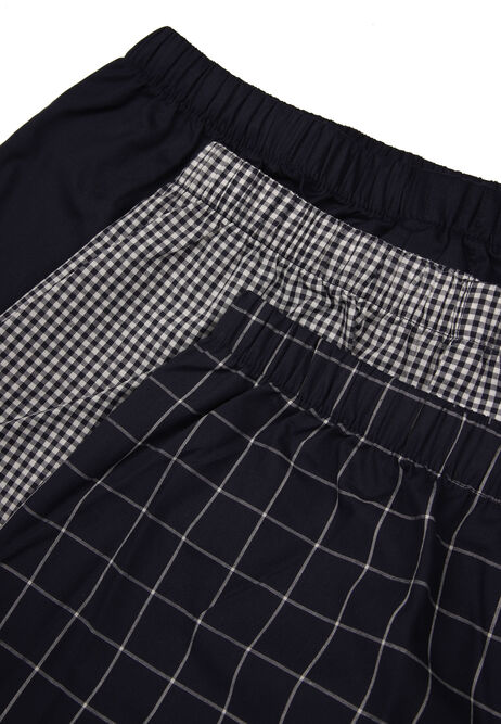 Mens 3pk Navy Check Woven Boxers
