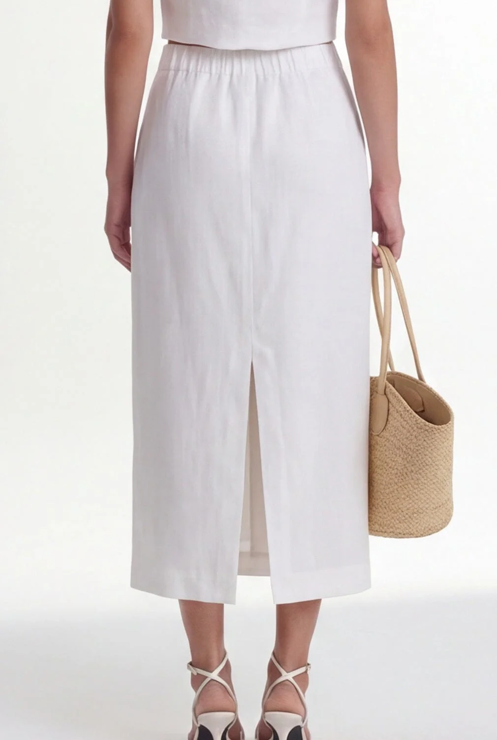 JUPE MIDI LIN - CHELSEA - BLANC