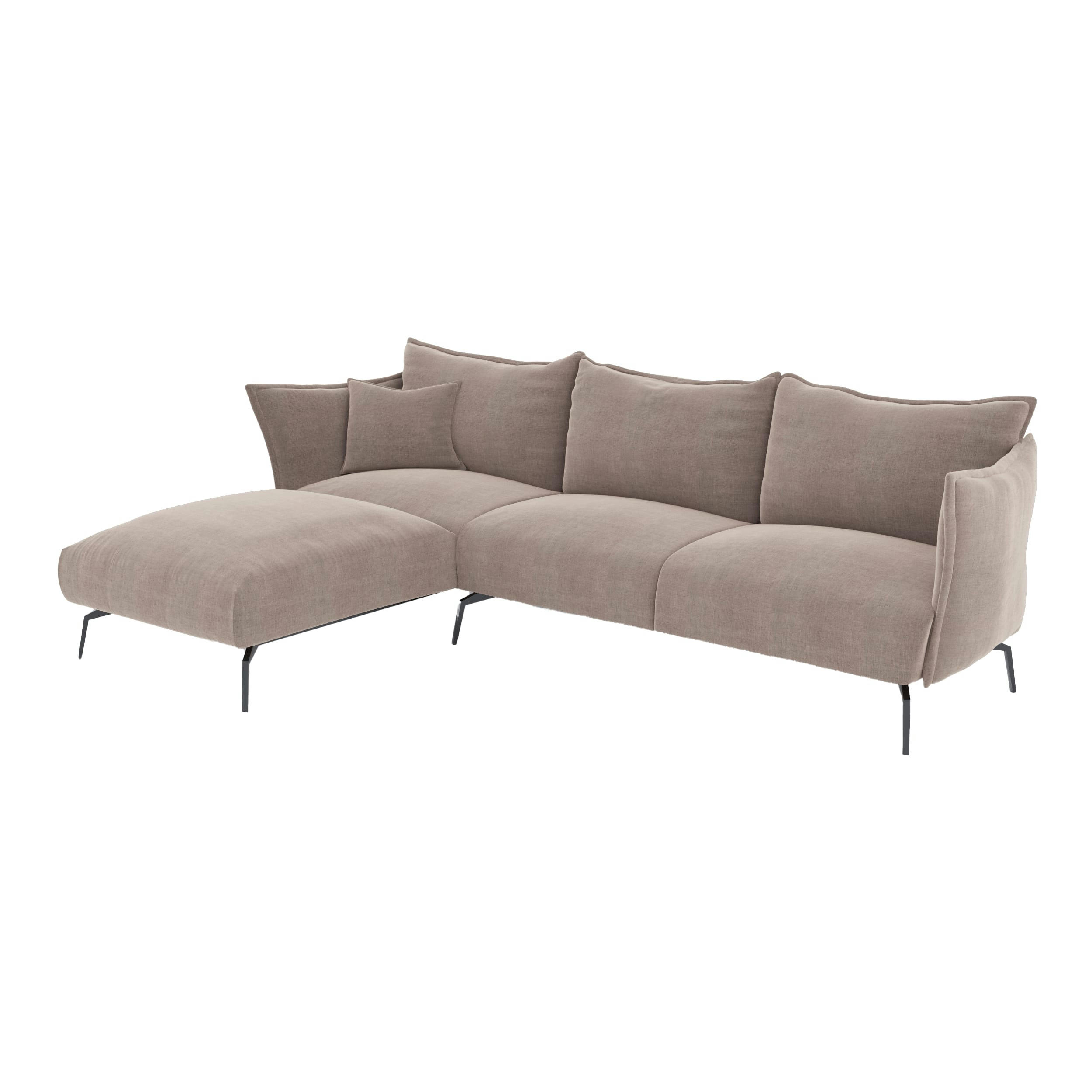 LENNY - Canapé d'angle gauche velours taupe