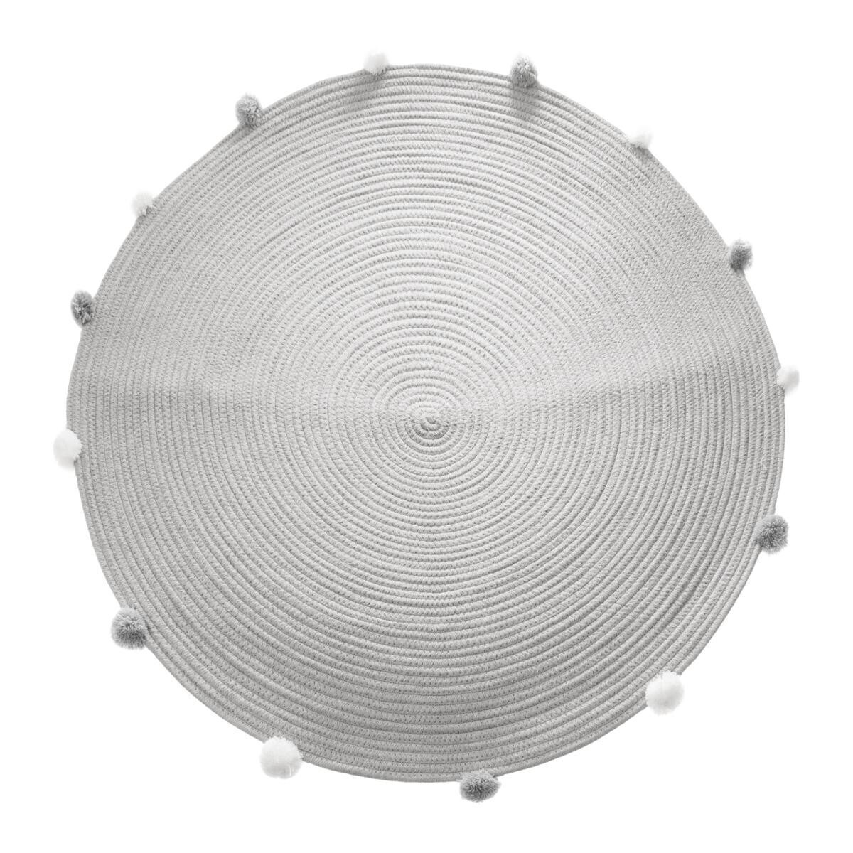 Kids rug "Pompons" Grey, D.90 cm