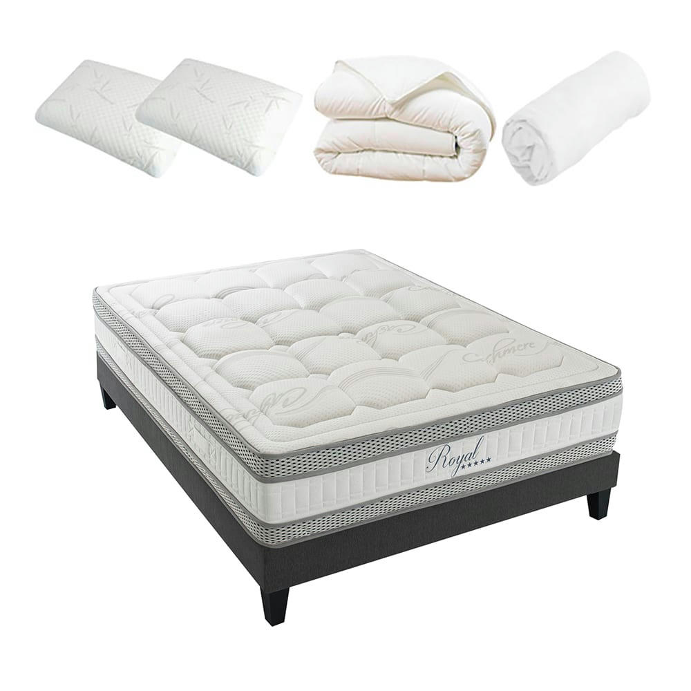 ROYAL - Ensemble  5* 160x200  Matelas + Sommier + Accessoires