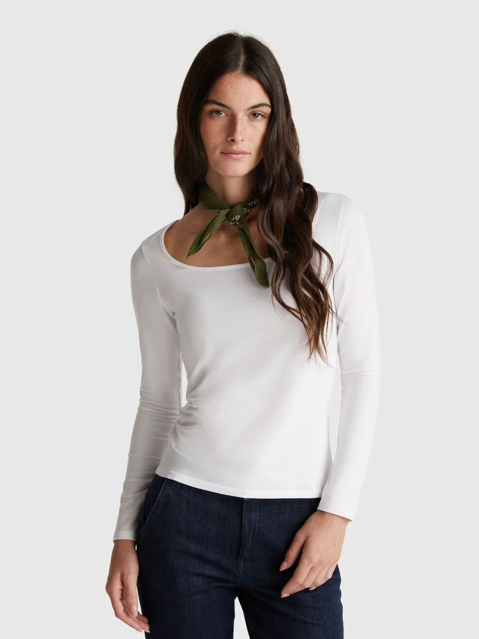 T-shirt with wide neck