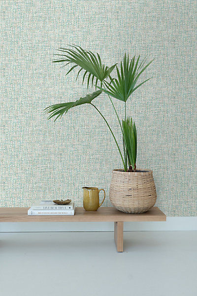 ESTAhome papier peint lin vert menthe pastel clair grisé 53 cm x 10.05 m