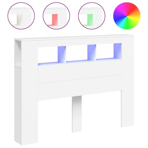 NNEVL LED Headboard White 140x18.5x103.5 cm Engineered Wood
