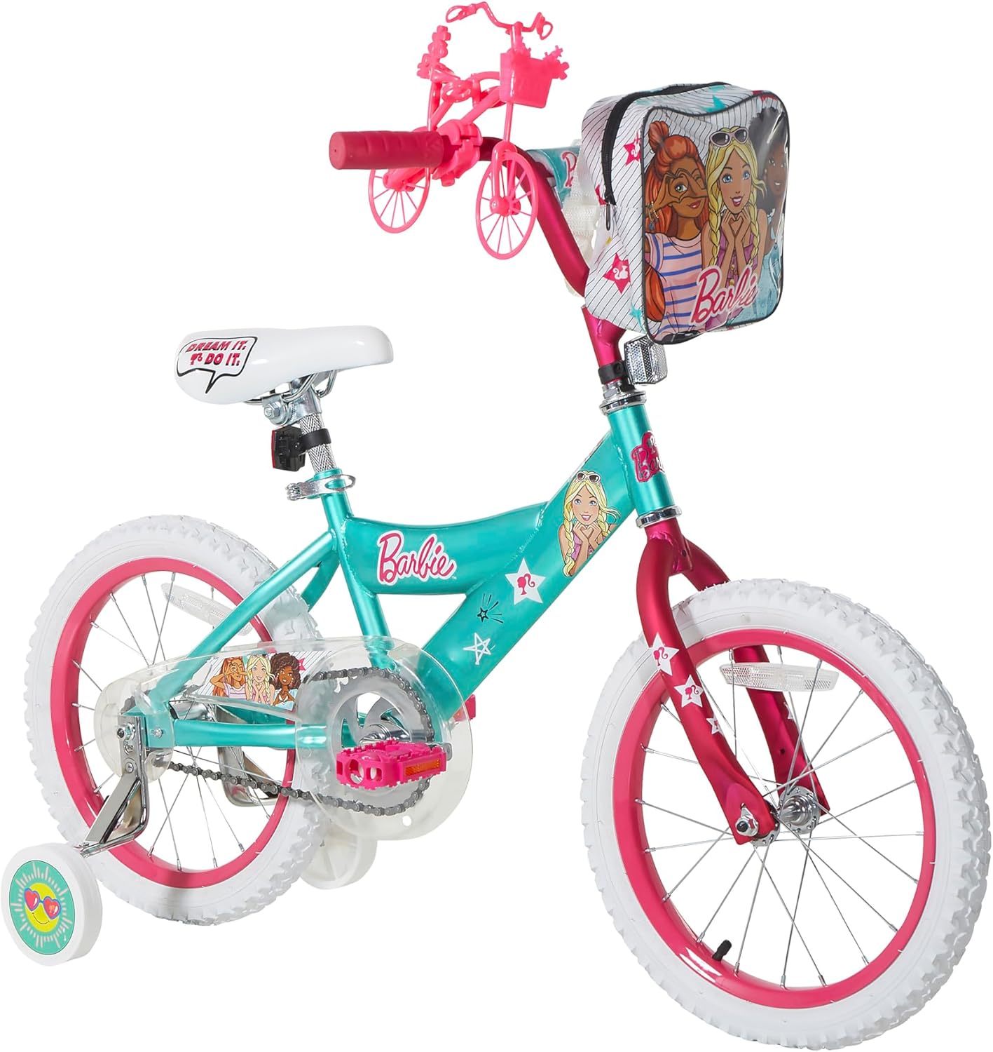 Dynacraft Barbie 16-inch Girls' Bike for Kids Ages 5-7 Years - Fun and Stylish Design, Sturdy and Durable, Perfect for Kids Learning to Ride, Easy to Assemble, Ideal for Young Riders