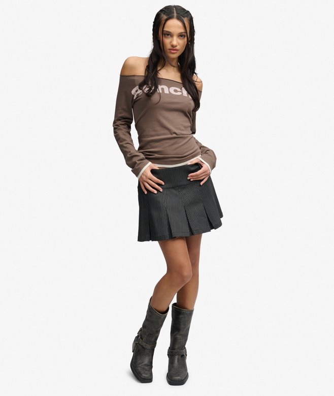 Bench Logo Pleated Stripe Mini Skirt