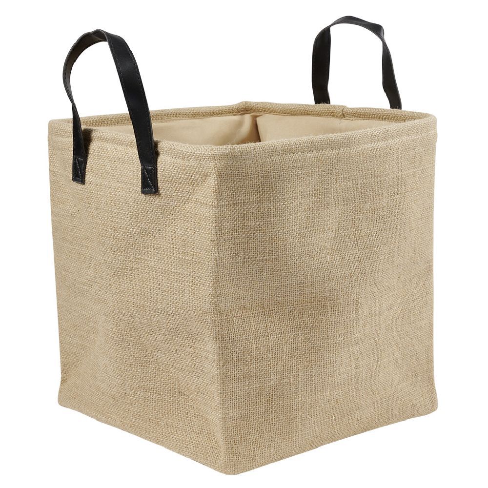Panière Box Cube effet jute 31x31x31cm beige