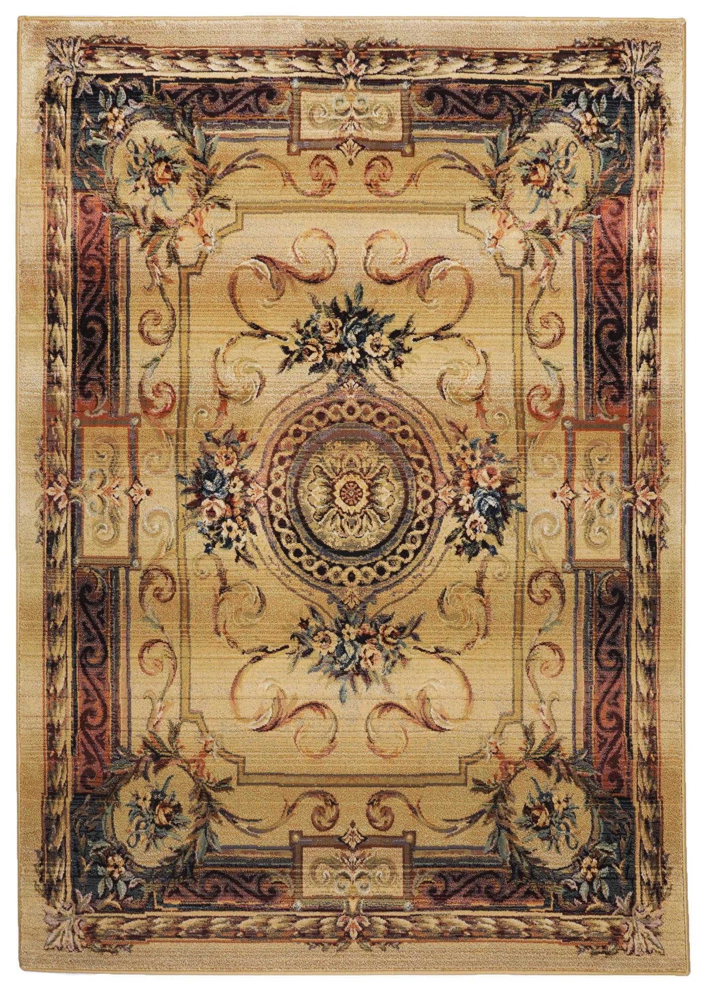 GABIRO - Tapis d'orient aubusson tissé machine - Beige 120x180 cm