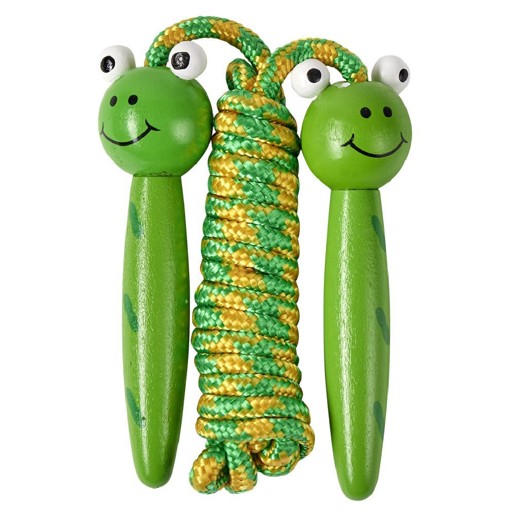 Corde à sauter poignée animal en bois L157cm