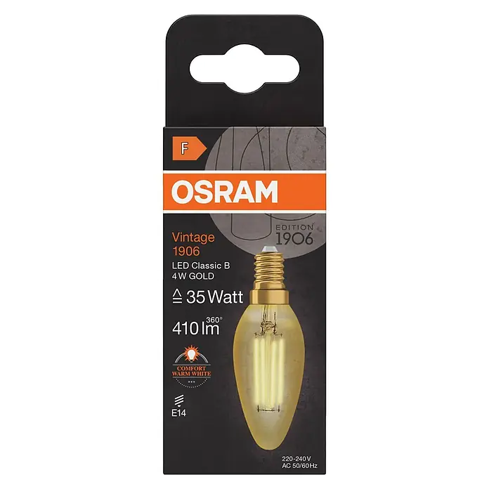 LYSPÆRE OSRAM VINTAGE 1906 LED KRON GULL 824 E14 4W