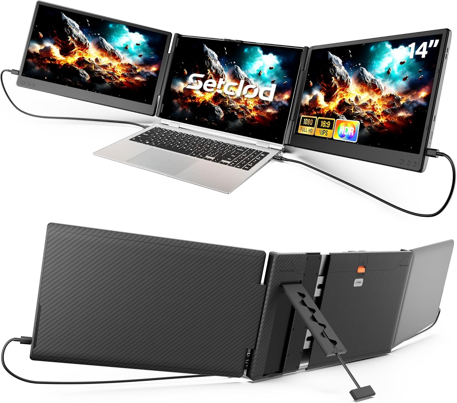 2025 Upgraded Laptop Screen Extender Portable  14 1080P FHD IPS Screen  Monitor Extender for Laptop  Fit for 13-17  Plug & Play Compatiable with Windows/Mac/Chrome/Android/Switch