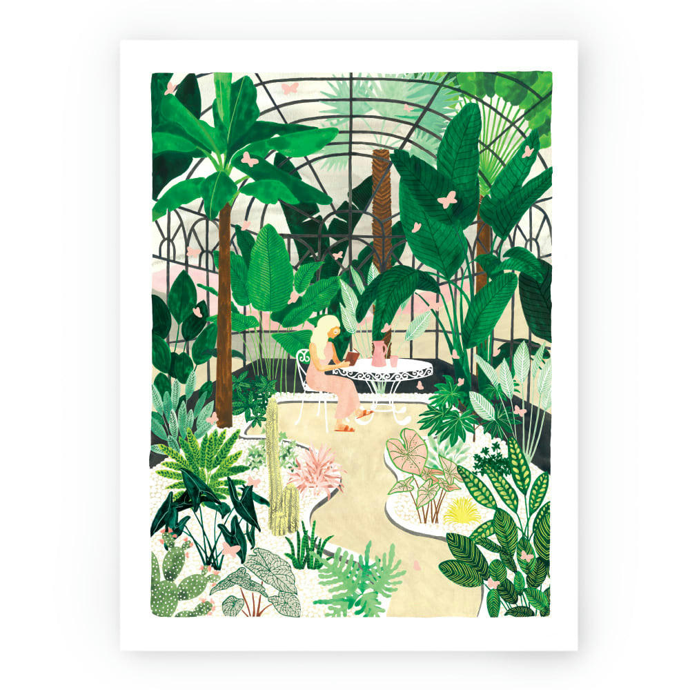 - Affiche illustrée motif Serre aux papillons 30x40 cm