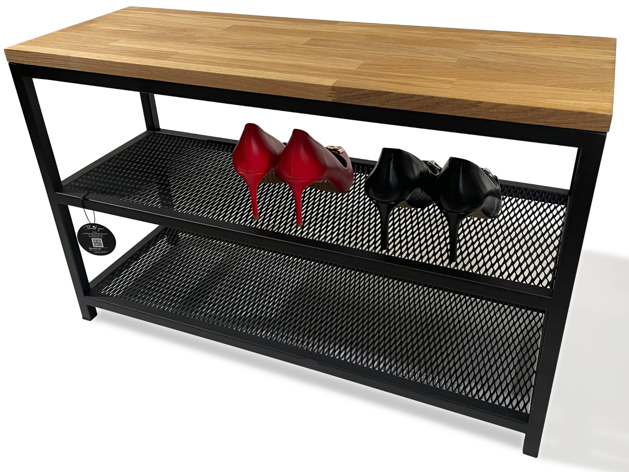 Szafka na buty loftowa dębowe siedzisko 80cm