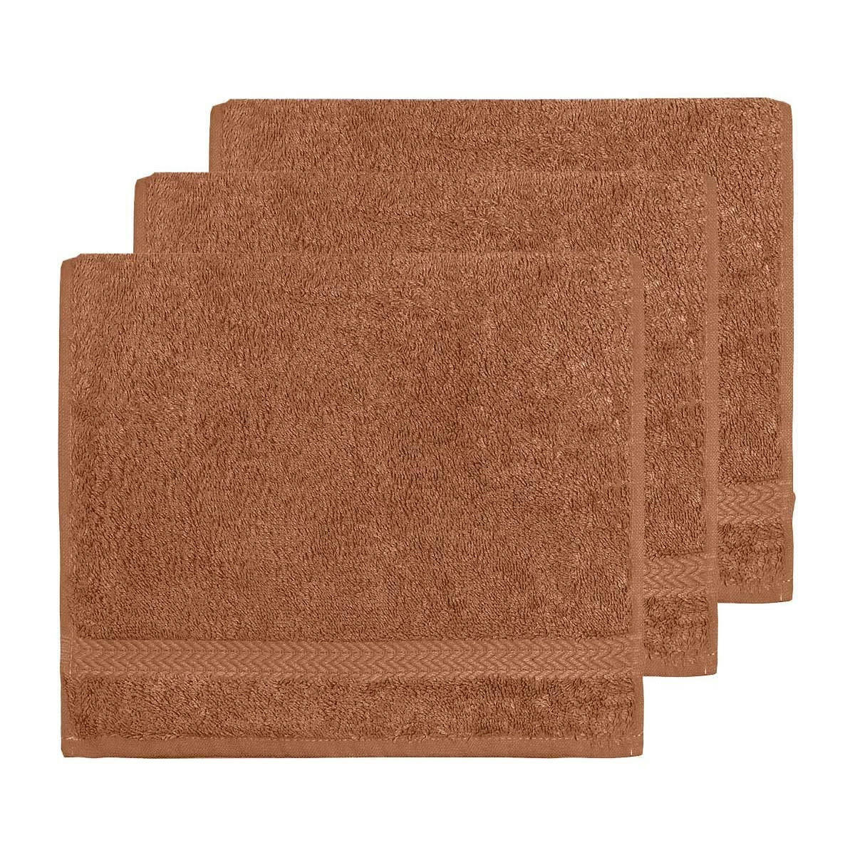 LUXURY - Lot de 3 serviettes invité 550gr/m²  brique 30x50 cm