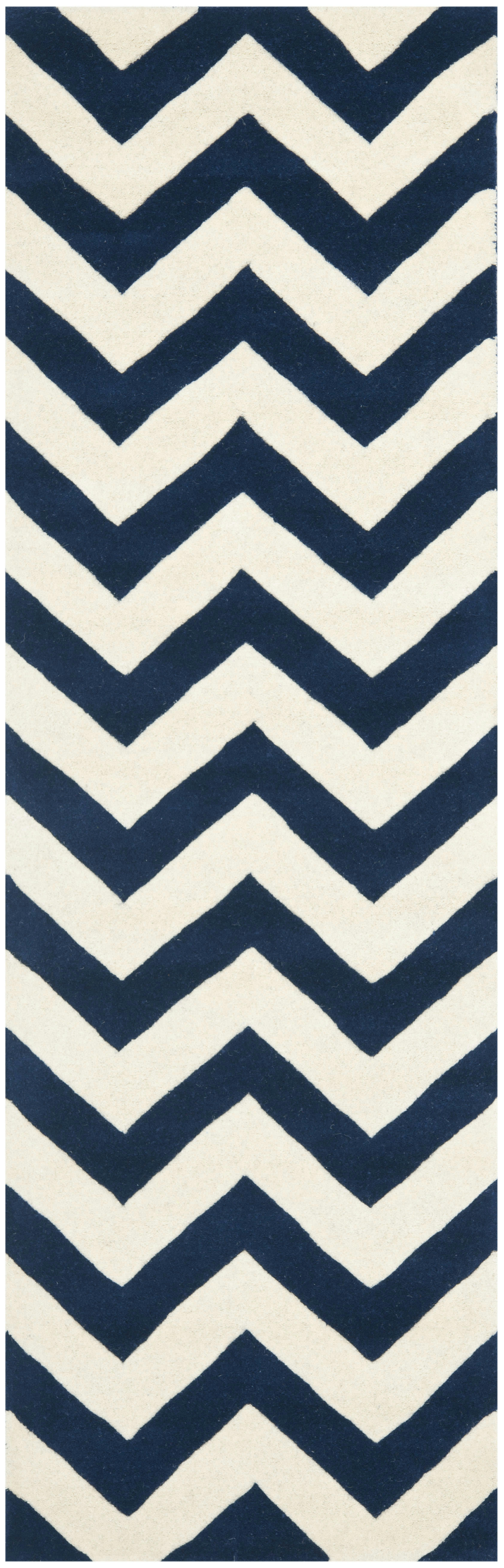 CHATHAM - Tapis de salon interieur en bleu fonce & ivoire, 69 x 213 cm