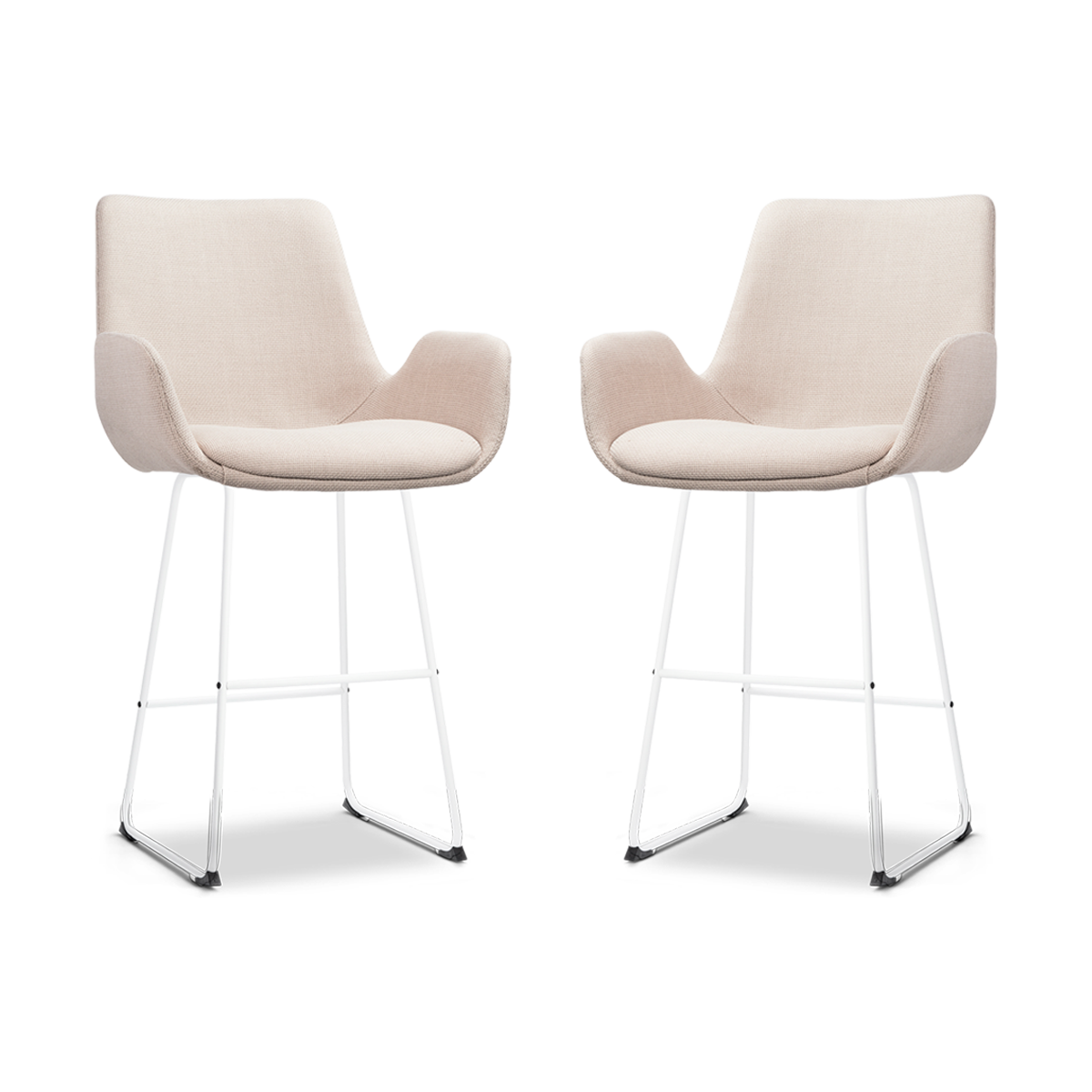 Nolon Nino-Eef Barkrukken Set van 2 - Beige - Wit - 65 cm
