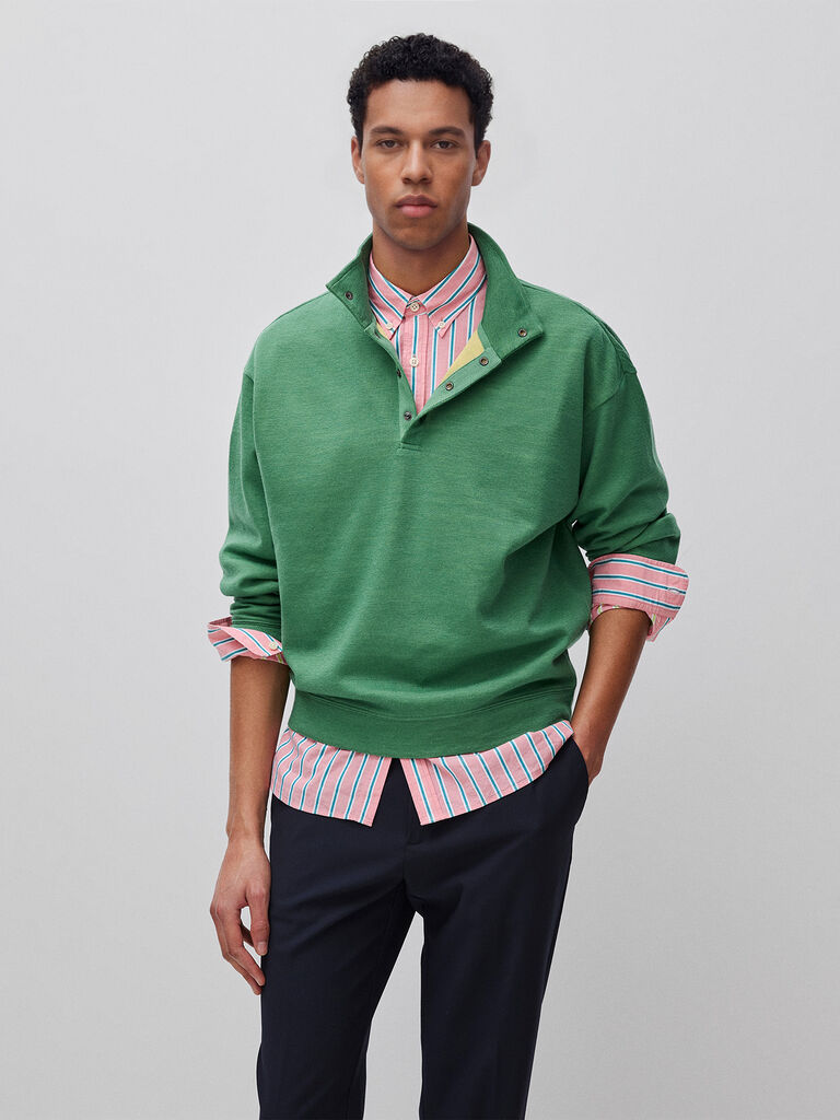 Sweatshirt with half button closure