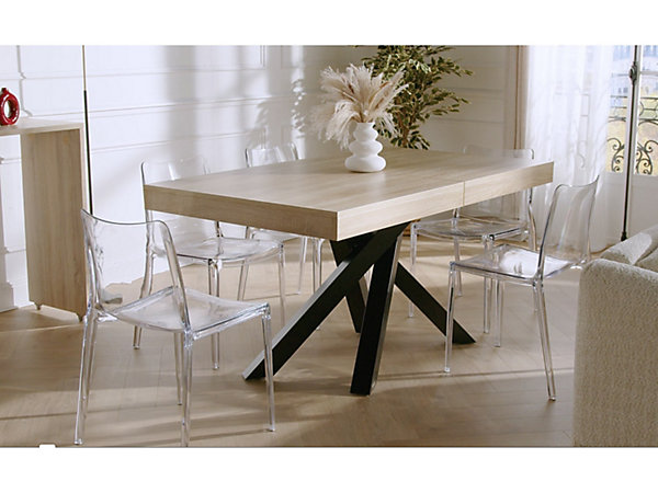 Ensemble table CATONAV   4 chaises GULSUN - Noir et beige