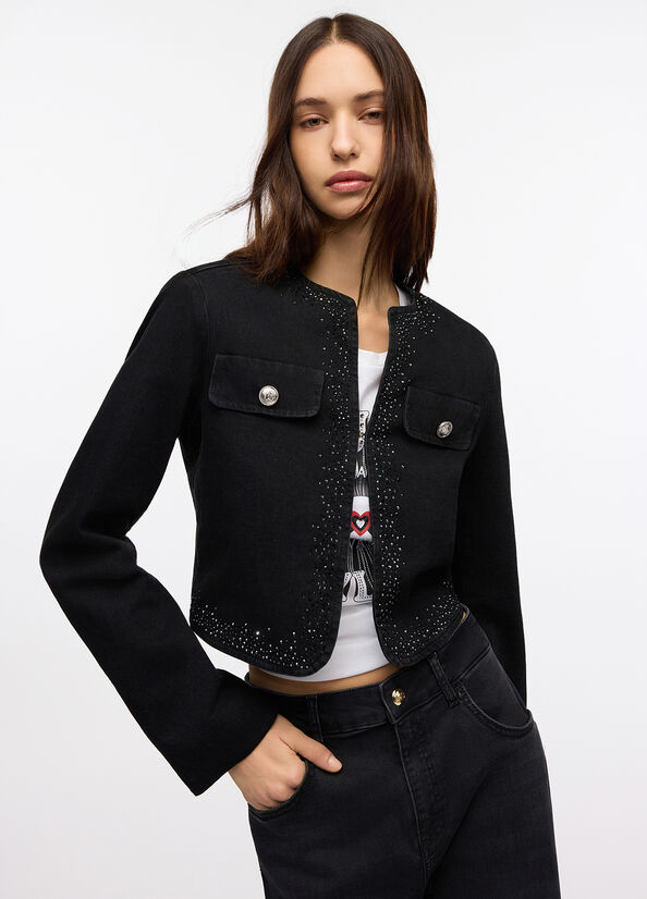 Giacca in denim con strass