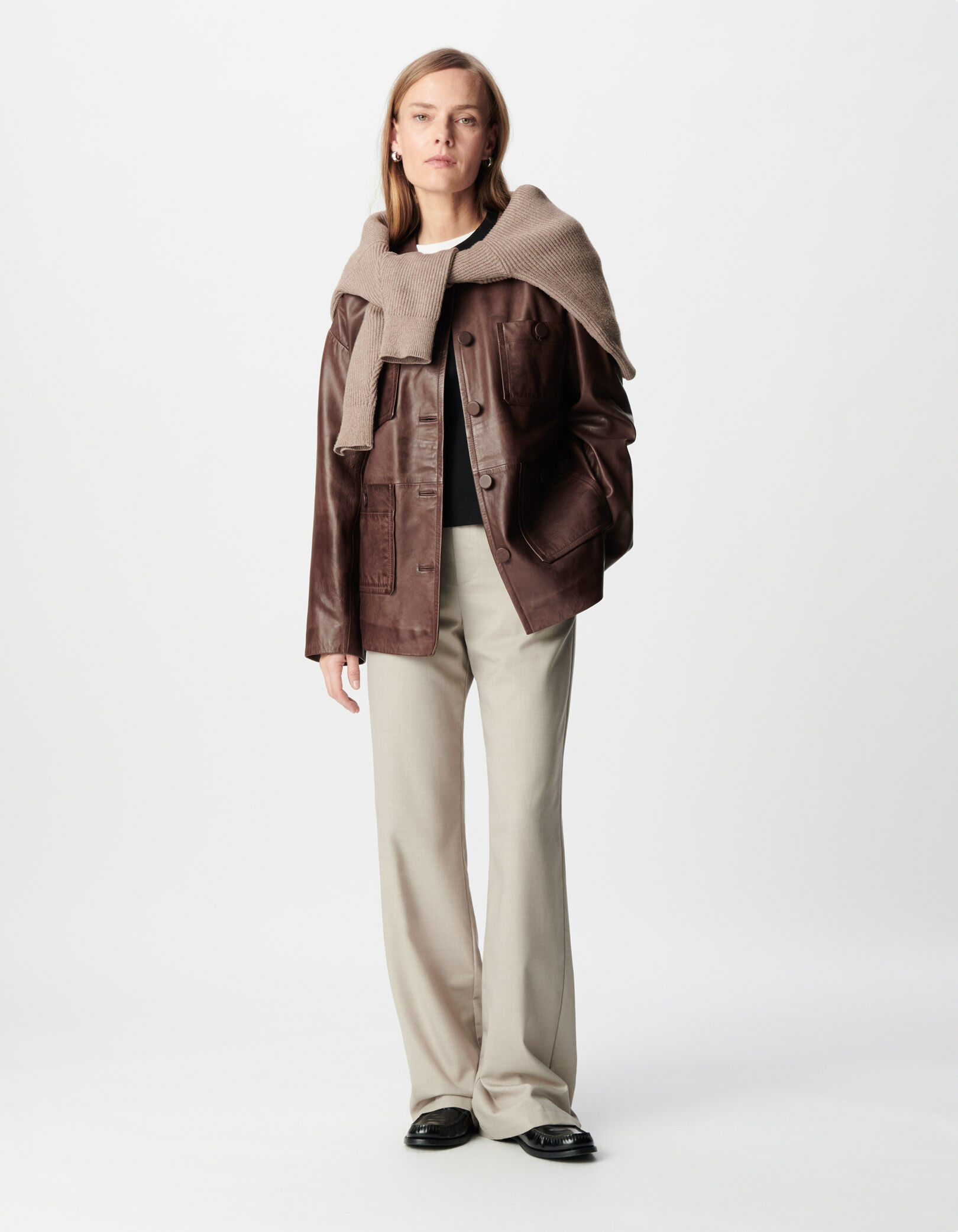 Pantalon de costume beige Femme