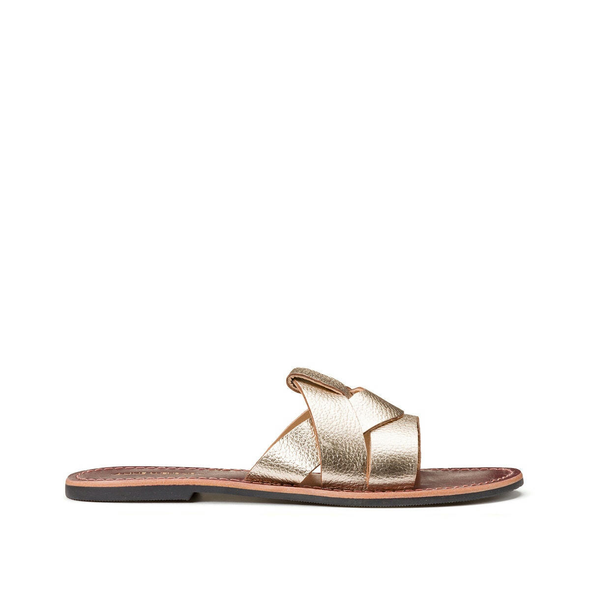 Mules en cuir métallisé