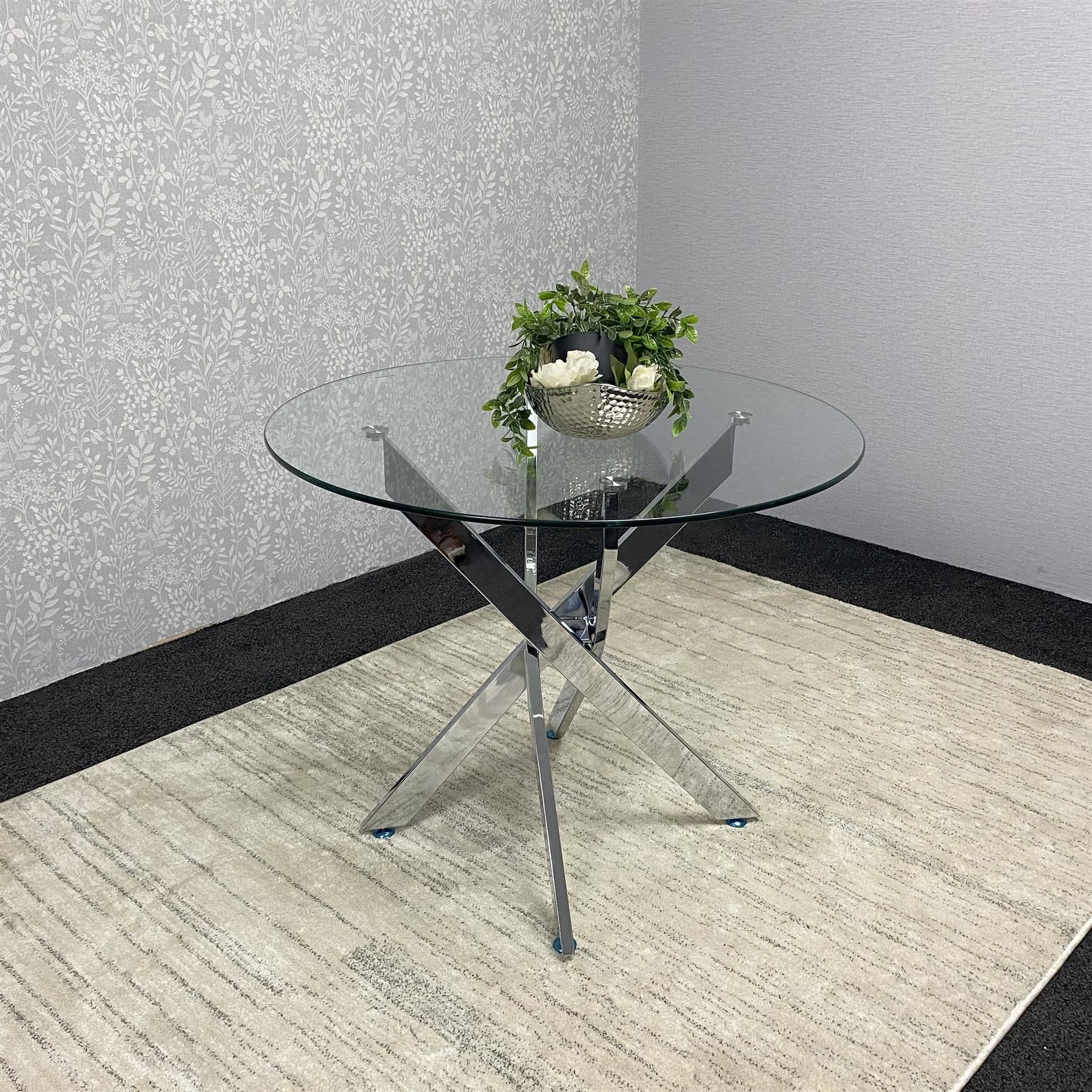 KOSY KOALA Round Glass Dining Table with Chrome legs, Living / Dining Room, Kitchen