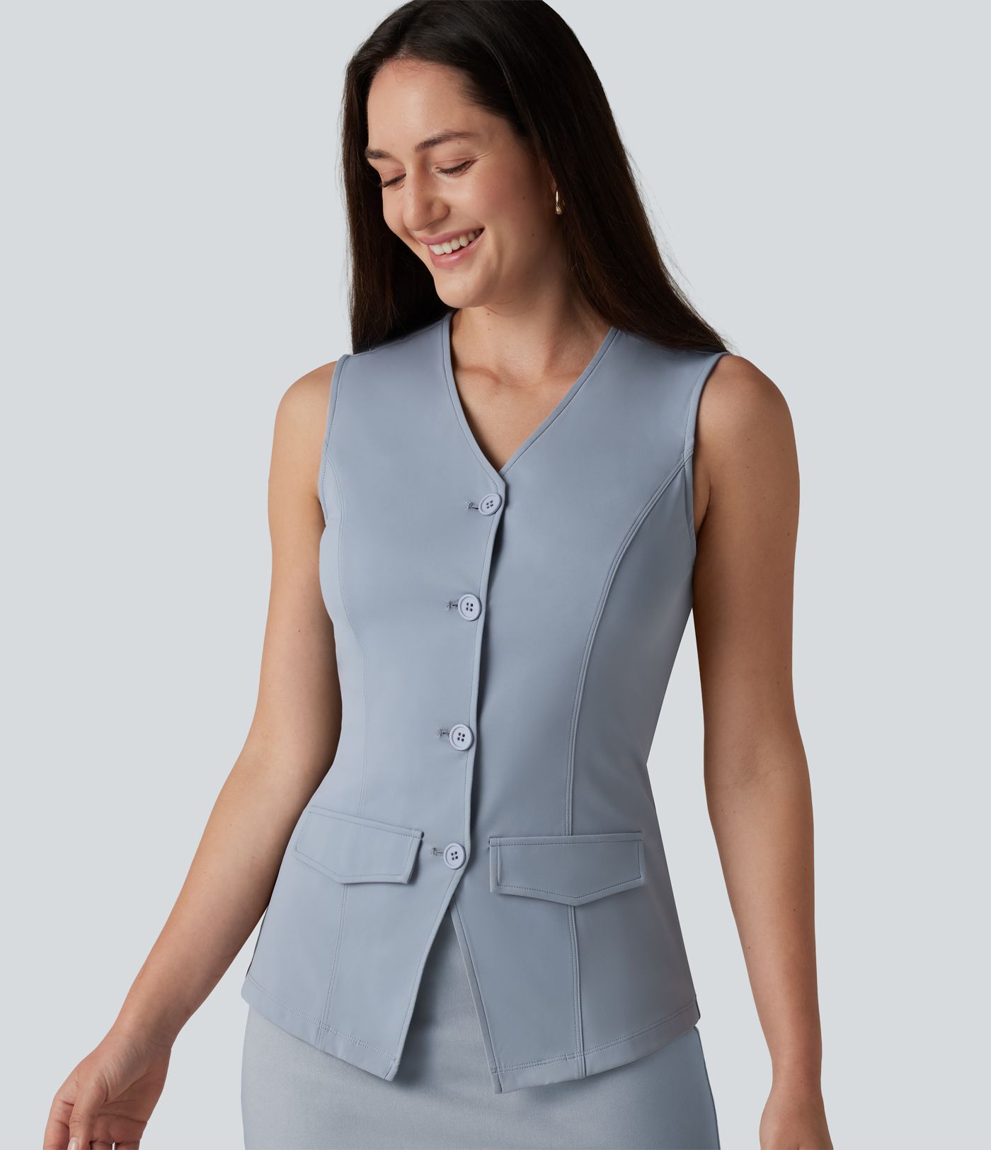 Gilet décontracté SoftlyZero™ Airy à col V et effet frais InstantCool