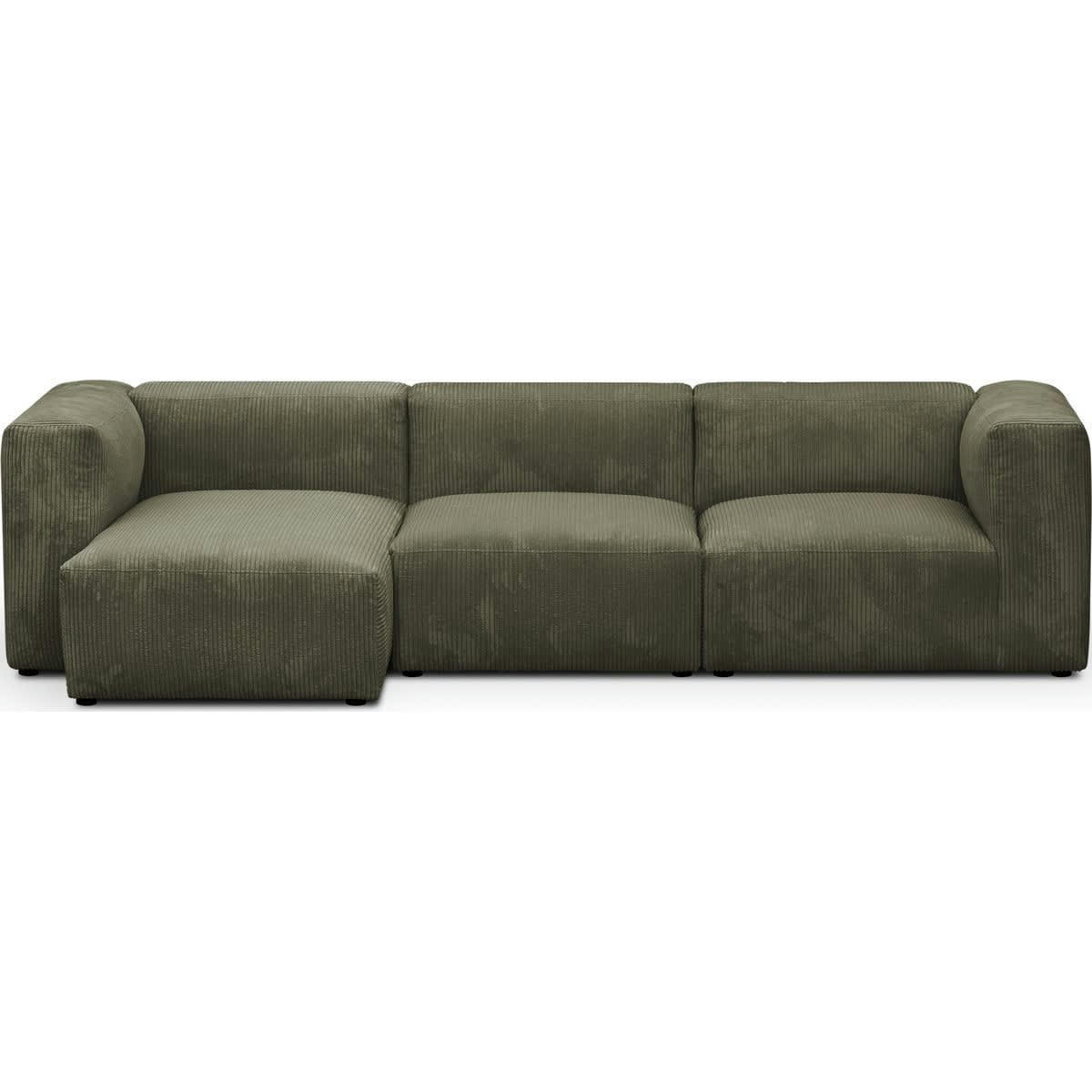 MODULO - Canapé modulable angle gauche 4 places en velours côtelé vert kaki