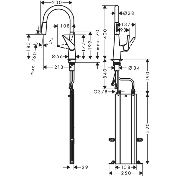 Armatur, »Talis M51«, Laminarstrahl, Ausladung 213 mm, chrom