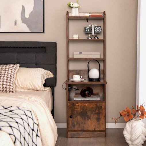 NNECW Multifunctional End Side Table with 6-Level Adjustable Shelves for Bedroom-Coffee