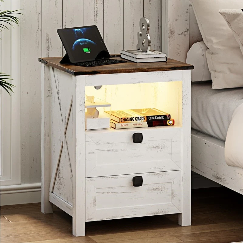 Nightstand with Gun Drawer&Invisible Lock