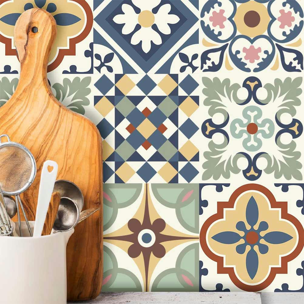 - 6 stickers à carreaux de ciment 15x15cm