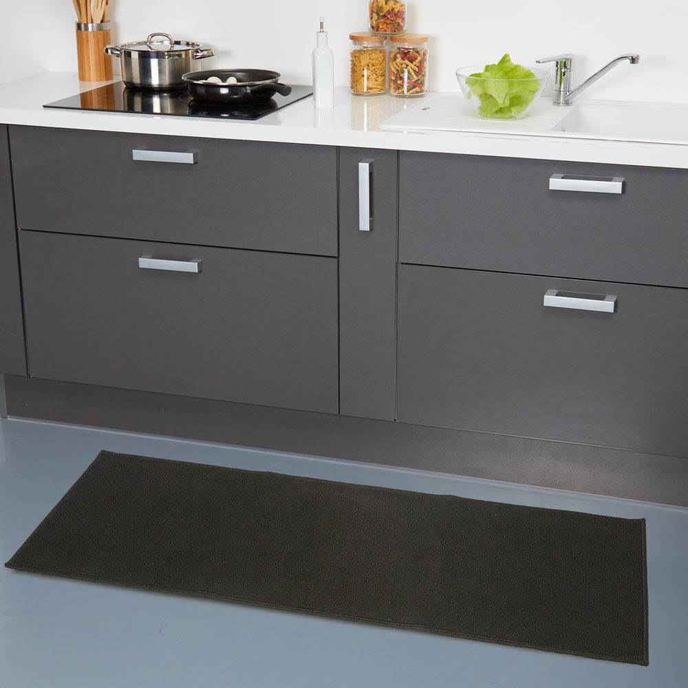 Tapis de cuisine noir uni