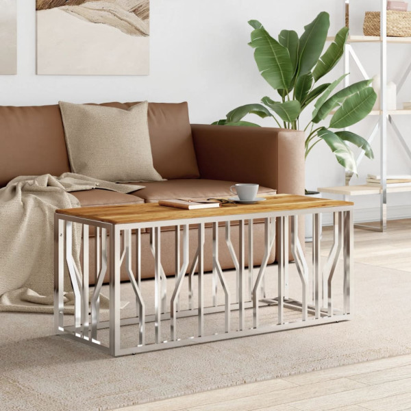 Stolik Kawowy Ława Stół Srebrny Metalowy 110x45x45 Do Salonu Do Pokoju