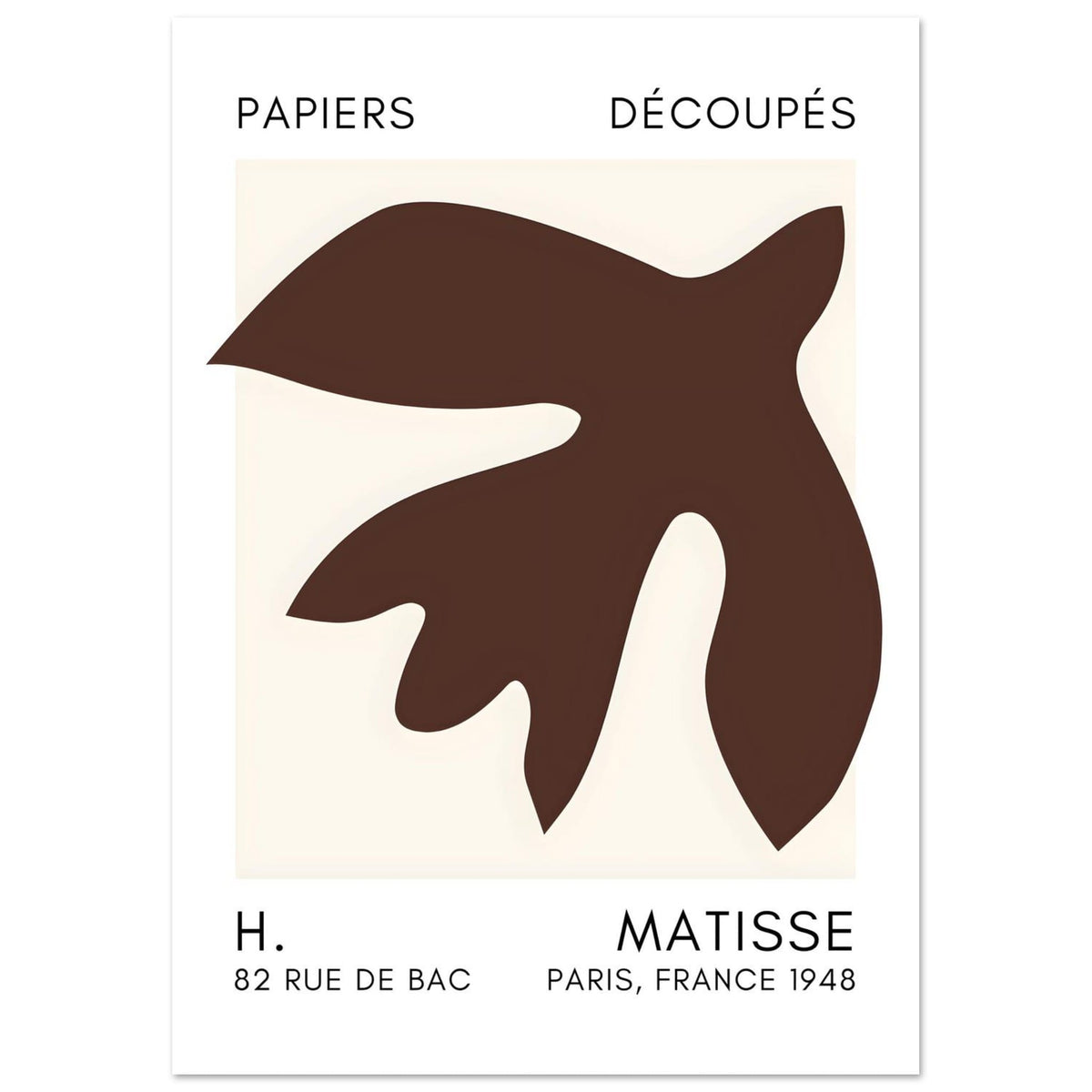 Artfulprints Poster Matisse – Floating forms brown  - A4 21x29.7 cm - Bruin