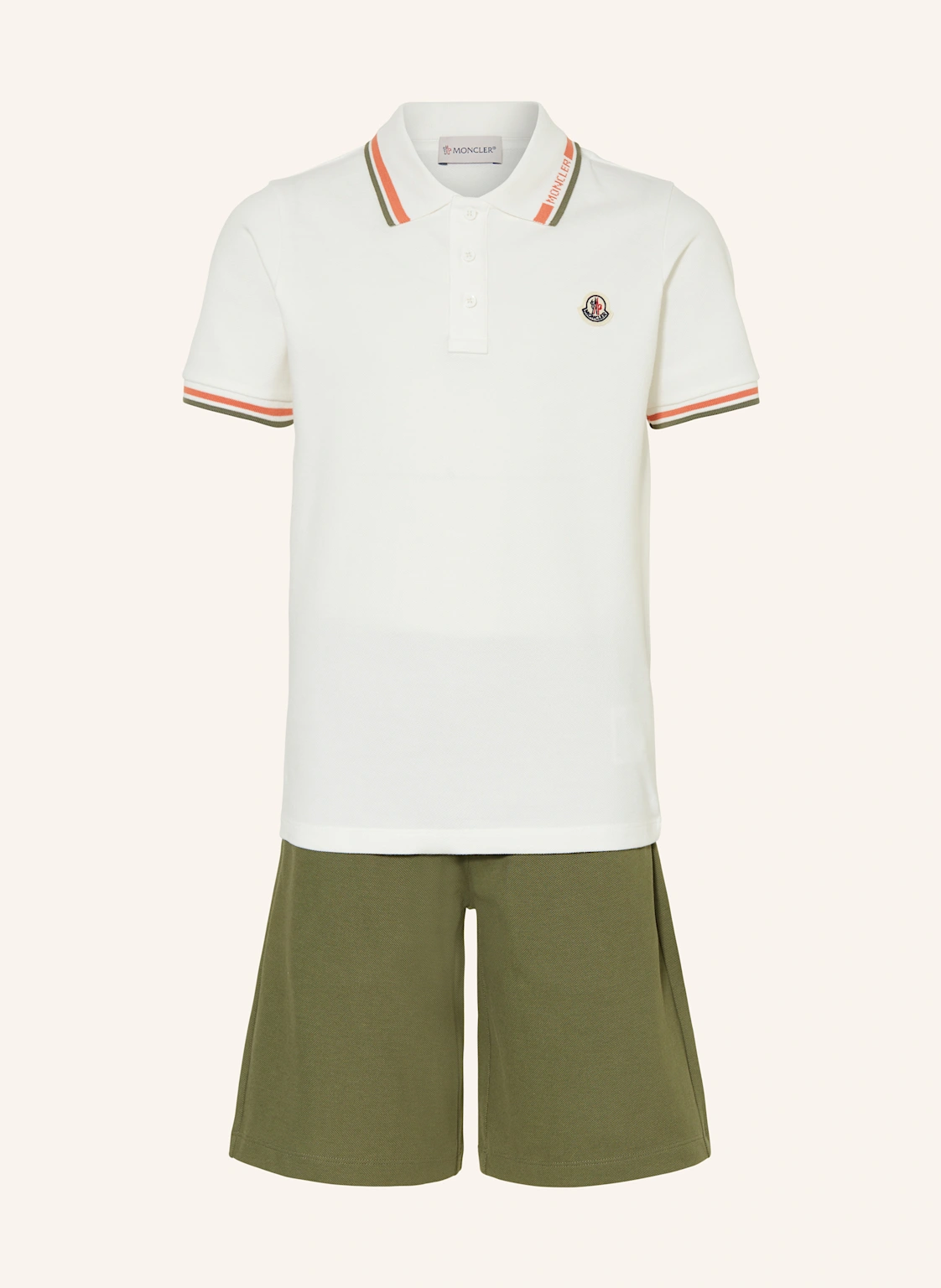 MONCLER enfant Set: Piqué-Poloshirt und Piqué-Shorts