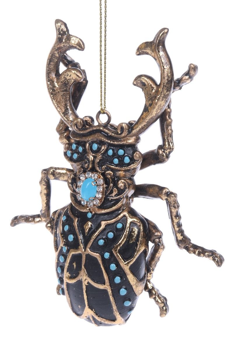 Niebiesko-złota ozdoba chrabąszcz 9x2x11 cm
