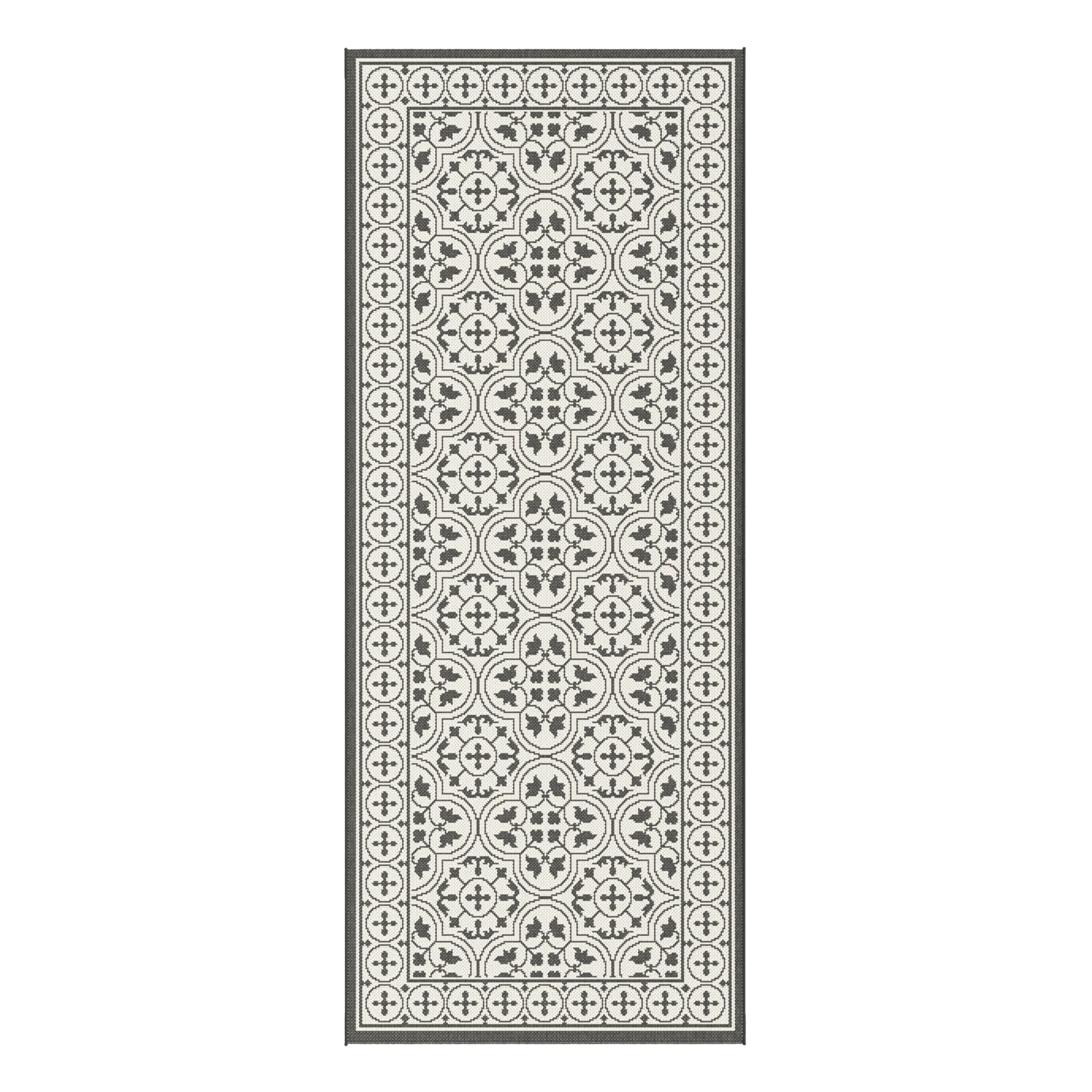 AFK Living vloerkleed Mosaique - voor binnen en buiten - zwart - 80 x 200 cm