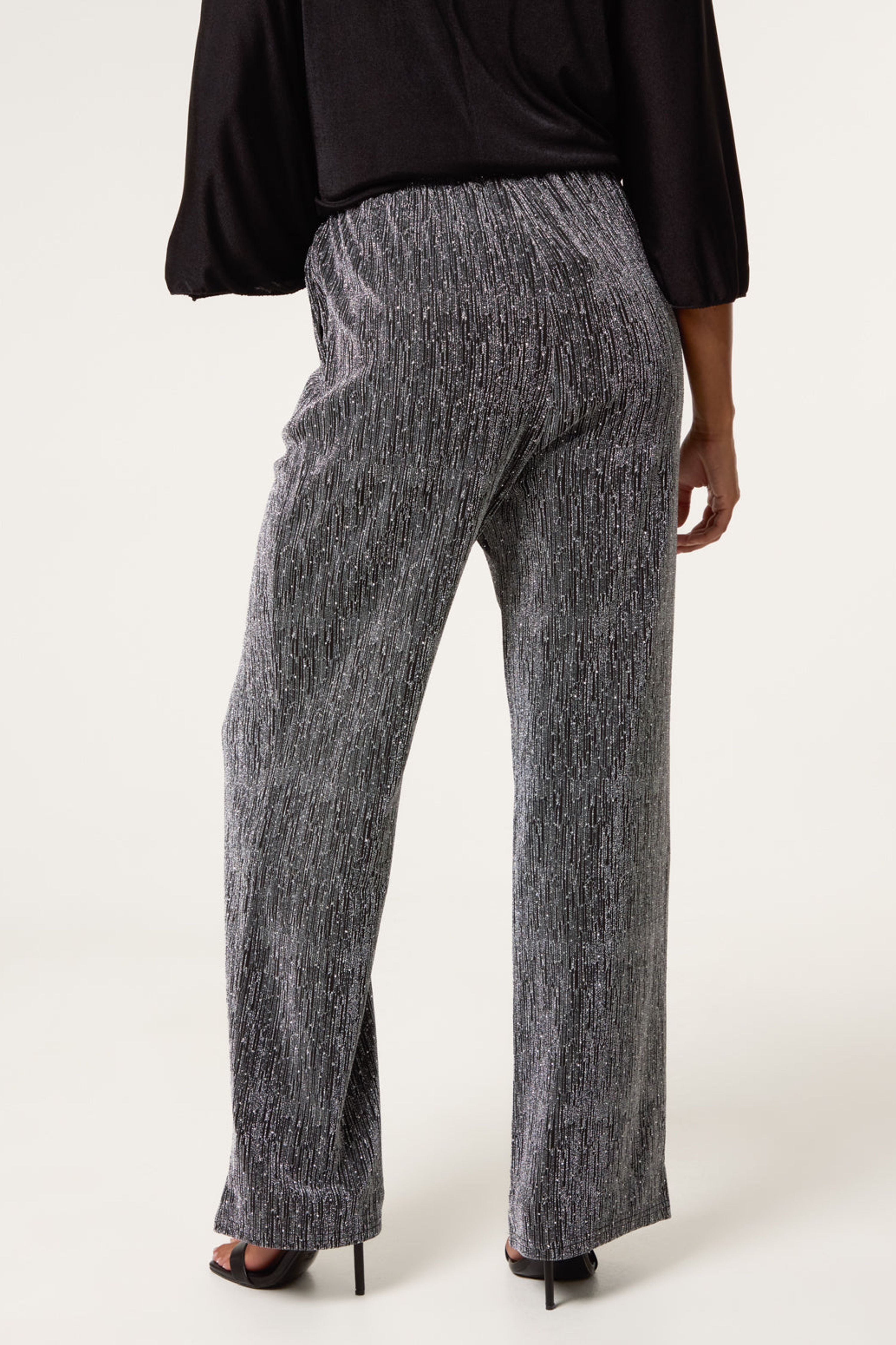Blue Vanilla Silver Rhinestone Detailed Trousers
