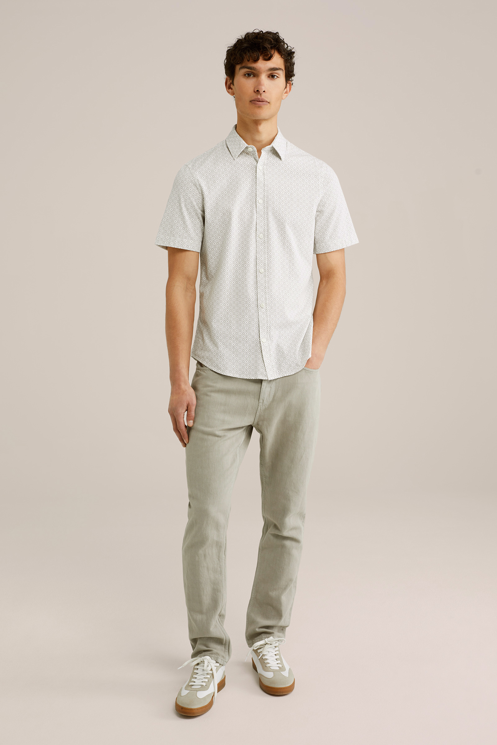 Heren Slim fit overhemd met dessin