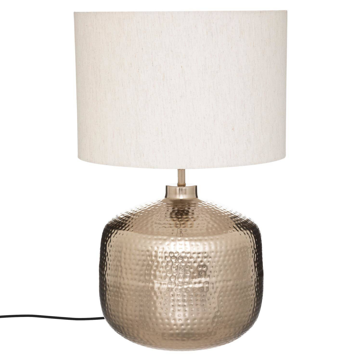 Lampa z beżowym abażurem Kais, metalowa podstawa, wys. 52 cm