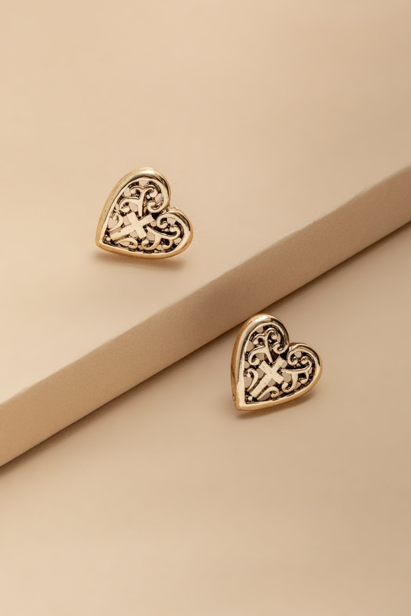 Sandra Embossed Gold Stud Earrings