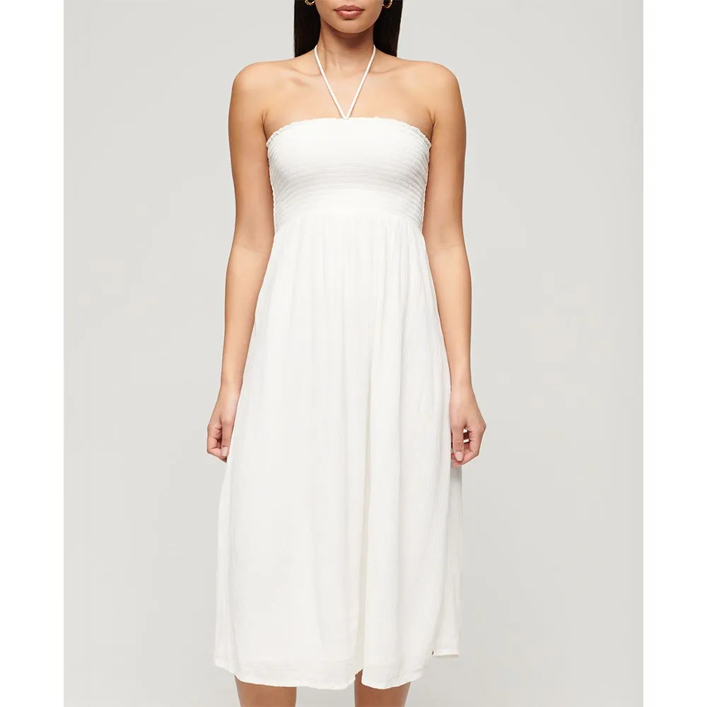 Superdry Smocked Midi Beach sleeveless long dress