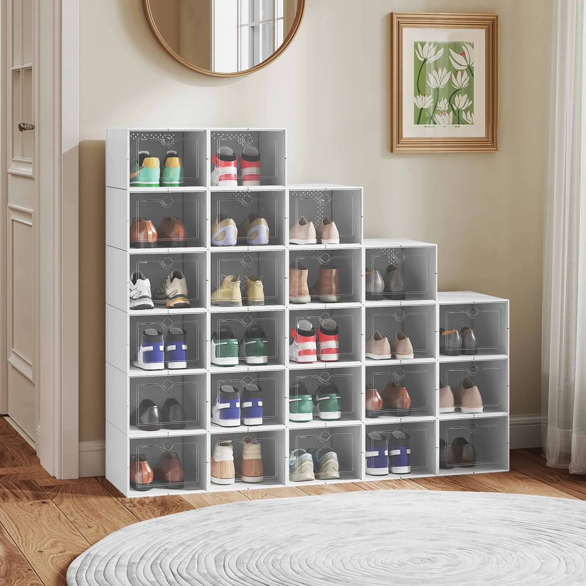 Moasis 24PCS Plastic Large Shoe Storage Box Set