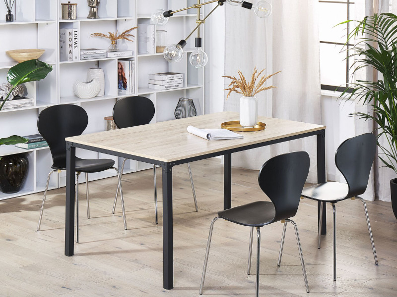 Stół do jadalni metal 150x90 jasne drewno