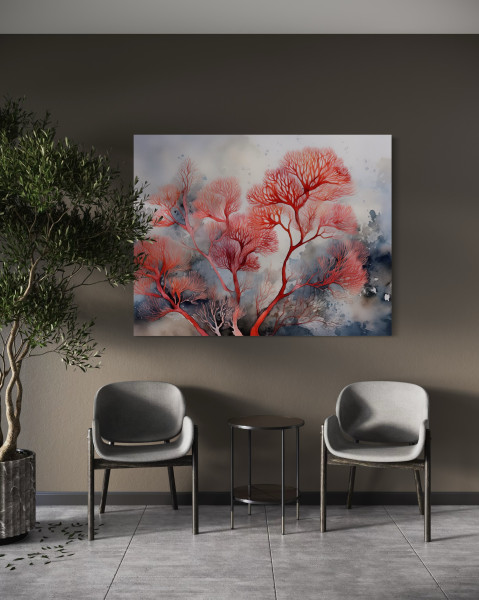 Feeby Obraz na płótnie, Rośliny Abstrakcyjne Czerwone 60x40